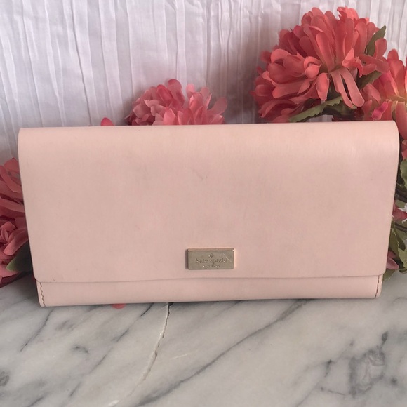 kate spade Bags Kate Spade Large Quadruple Section Accordion Pale Hot Pink Wallet Clutch